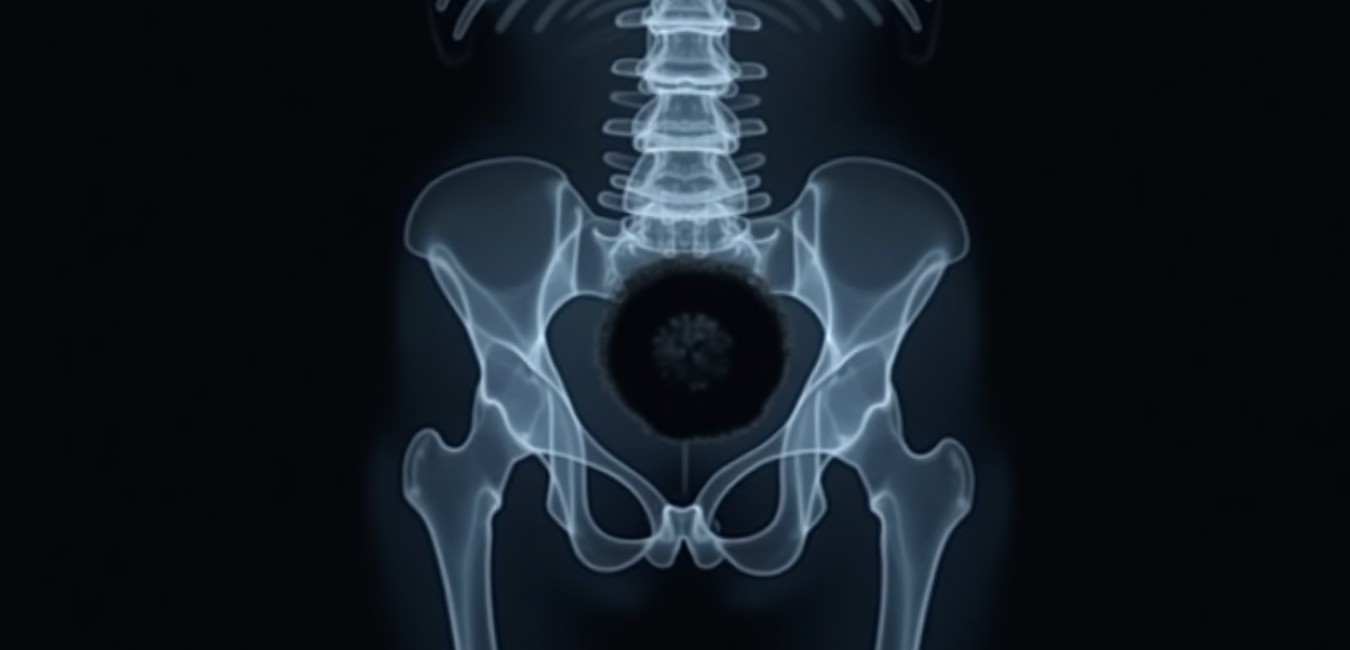 Ultrasonograficzny obraz miednicy ukazujący wolny płyn w kontekście diagnostyki ciąży ektopowej
